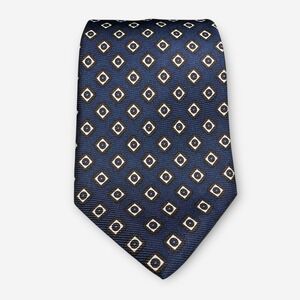 Brooks Brothers Mens Silk Tie Navy Blue Diamond Pattern Made in USA